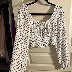 Floral long sleeve crop top